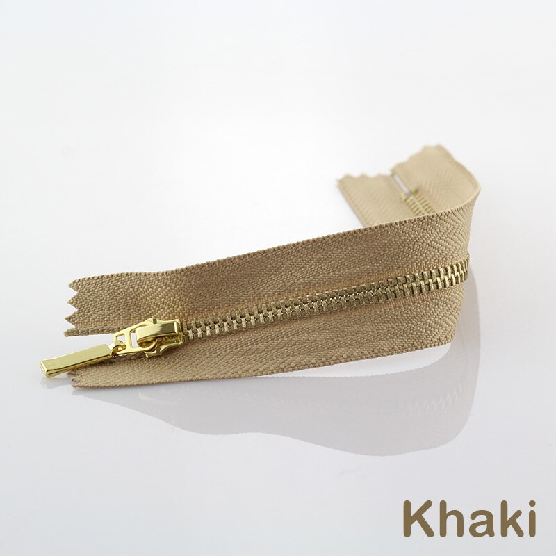3Pcs 3 #15Cm Metalen Rits Messing Close-End Auto Lock Kleding Voor Naaien Ritsen: Khaki