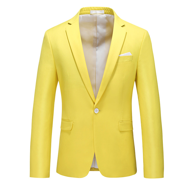 MOGU Reine Farbe männer Blazer Eine Geschmack schlank passen Hochzeit Kleid Für Männliche Neue lässig Blazer Asiatische Größe 5XL Anzug Jacke: Zitrone Gelb / asiatisch Größe M