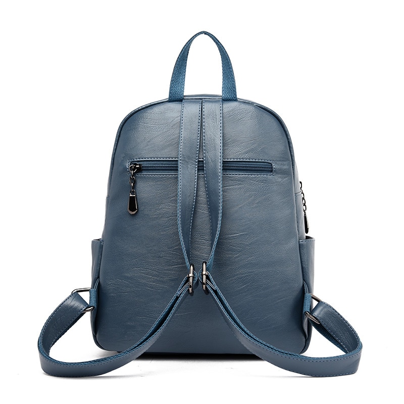 Vintage zwarte damesrugzak, merk damesrugzak, leren boekentas voor tienermeisjes, schooltas, reistas voor dames