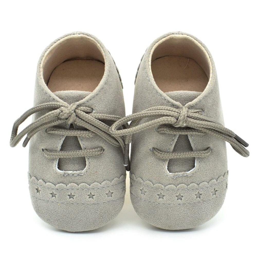 Baby Toddler Shoes Sneaker Anti-slip Soft Sole Lace Up Shoes Baby Shoes: Gray / 12