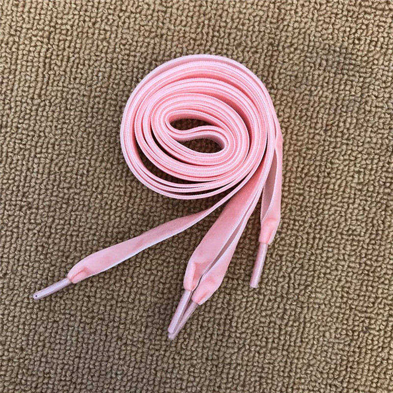 Bottes de lacets en velours de 120cm, 1 paire, ruban de lacets, chaussures de sport multicolores sur un côté: pink