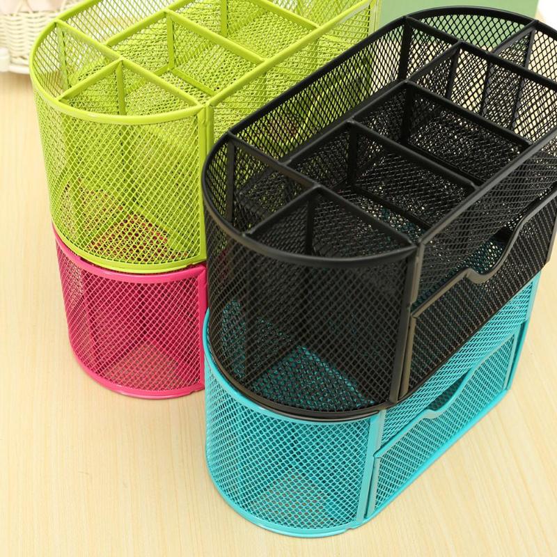 9 Grids Desk Organizer Multifunctionele Metalen Romp Meer Duurzaam Mesh Pen Holder School Kantoren Briefpapier Container Doos