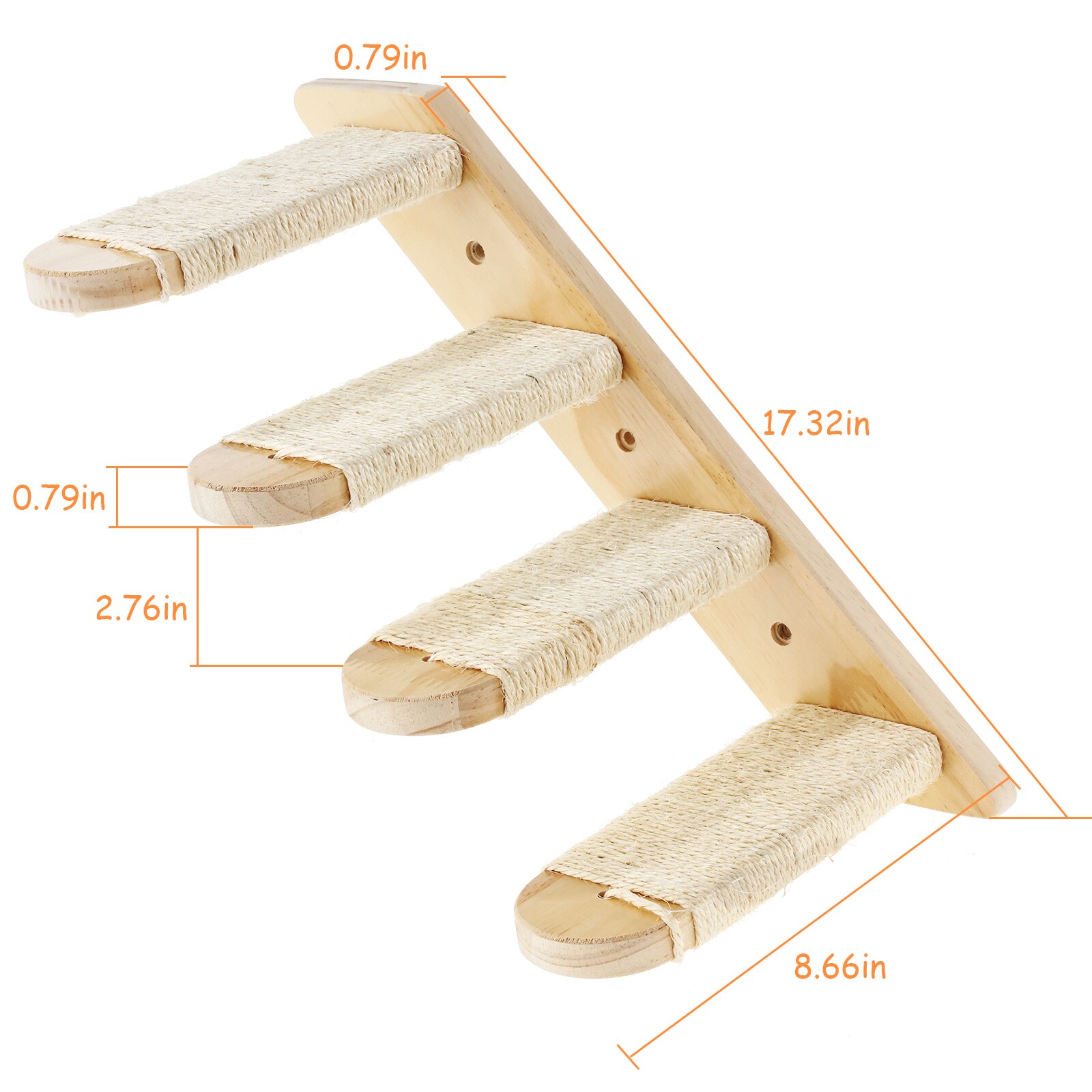 Kattehengekødu veggmontert katt klatrehylle firetrinns kattetrapp til klatring sove leke slappe sitte sitte kattemøbler: Trapp