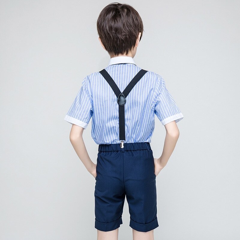 Angleterre garçons école uniforme formel rayé chemise globale plage fête enfant été Costume fleur garçons Boutique vêtements 194008