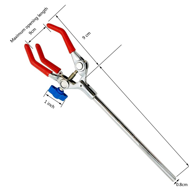 Lab Clamp 3 Prong Finger Style Rubber-Coated Head a Black Laboratory Stand Clip