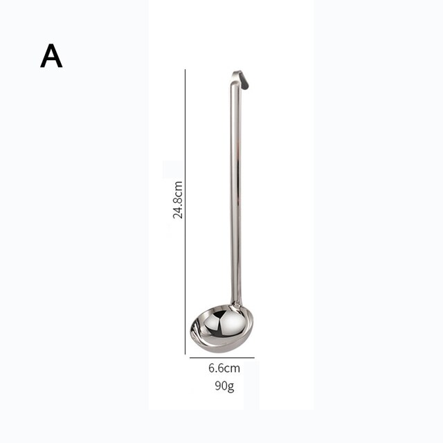 Stainless Steel Long Handle Soup Spoon With Hanging Hook Home Cooking Pot Spoon Metering Spoon Ounce Spoon: 1