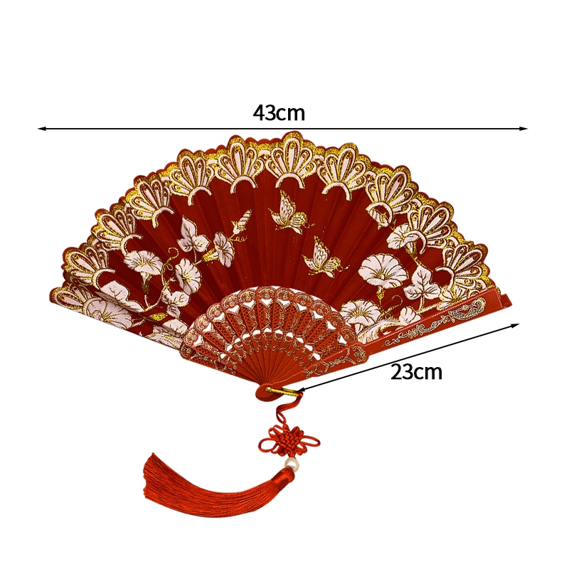 Éventail pliant imprimé de fleurs, éventails à main pour peinture et dessin, éventail décoratif de danse de Style chinois, décoration de maison pour fête de mariage: Foncé Vert