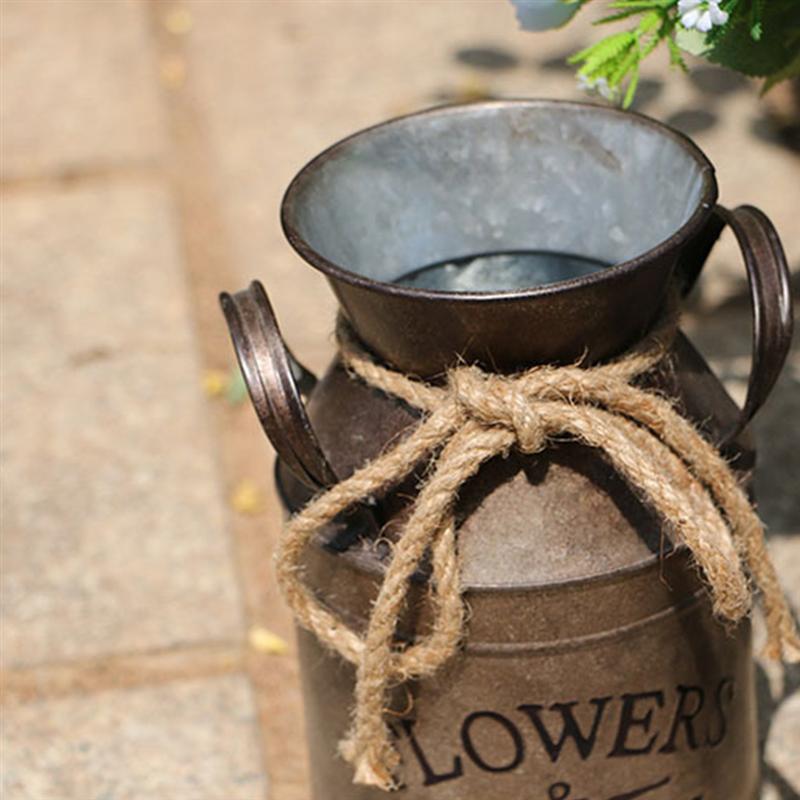 3pcs Flower Bucket Retro Iron Bucket Flower Pot Vase Decoration Ornaments Rural Style Milk Pot Bucket for Home