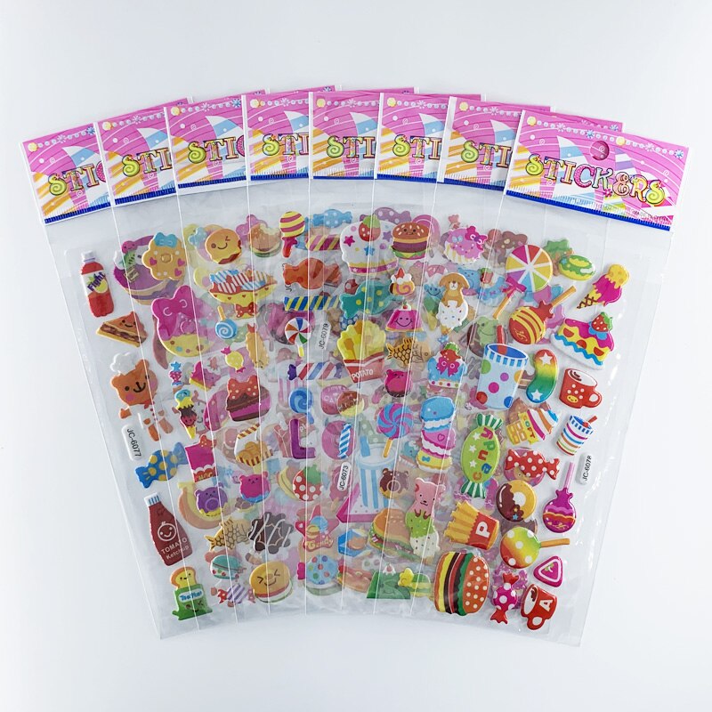 Autocollants imperméables à motif papillon de dessin animé 3D, jouet de bricolage pour enfants, décoration de chambre de filles, autocollant Kawaii, 8 feuilles/ensemble: Argent
