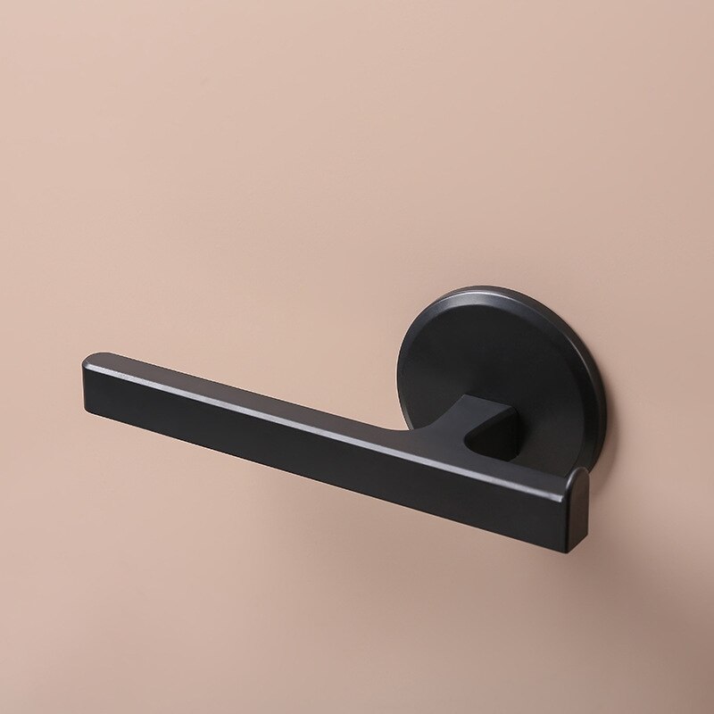 Toalleros autoadhesivos, soporte montado en la pared, colgador de toallas para baño, barras de toalla, estante, soporte de rollo, gancho colgante: Negro