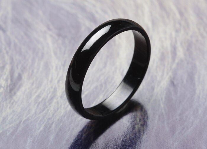 Wide from yiwu 4mm Pure black rings 316L Stainless Steel finger ring for women jewelry