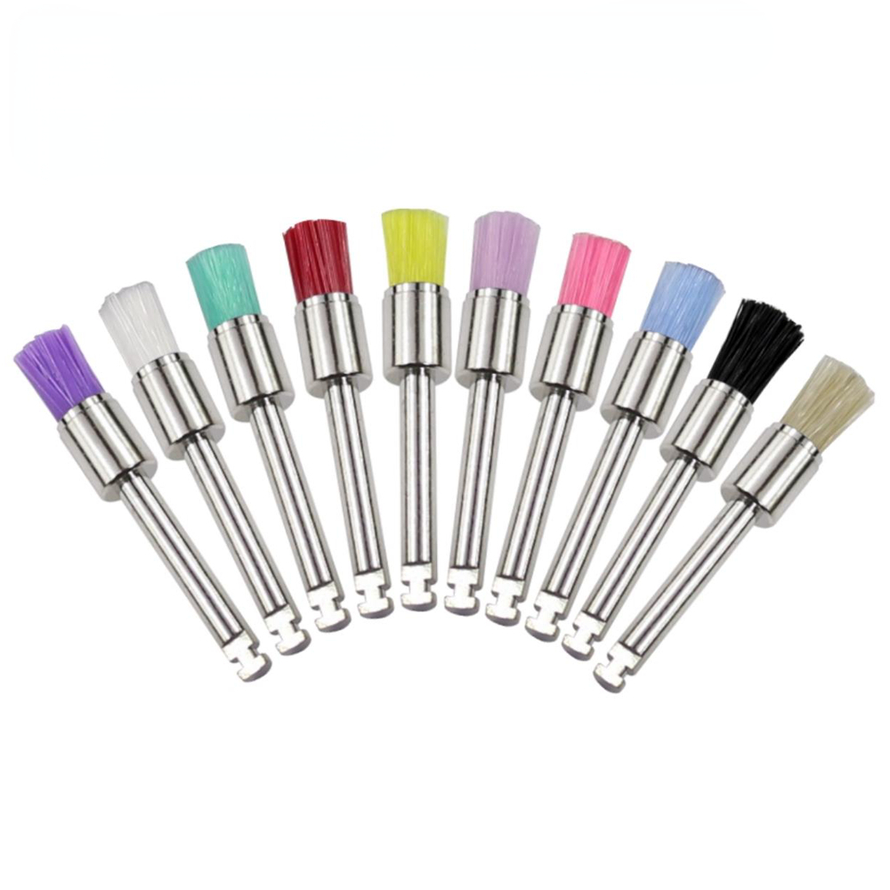Pulidor Dental desechable, cepillo de cerdas de nailon, herramientas de dentista, taza pulidora, blanqueamiento Dental, cepillos de profilía, 10 unids/lote por caja