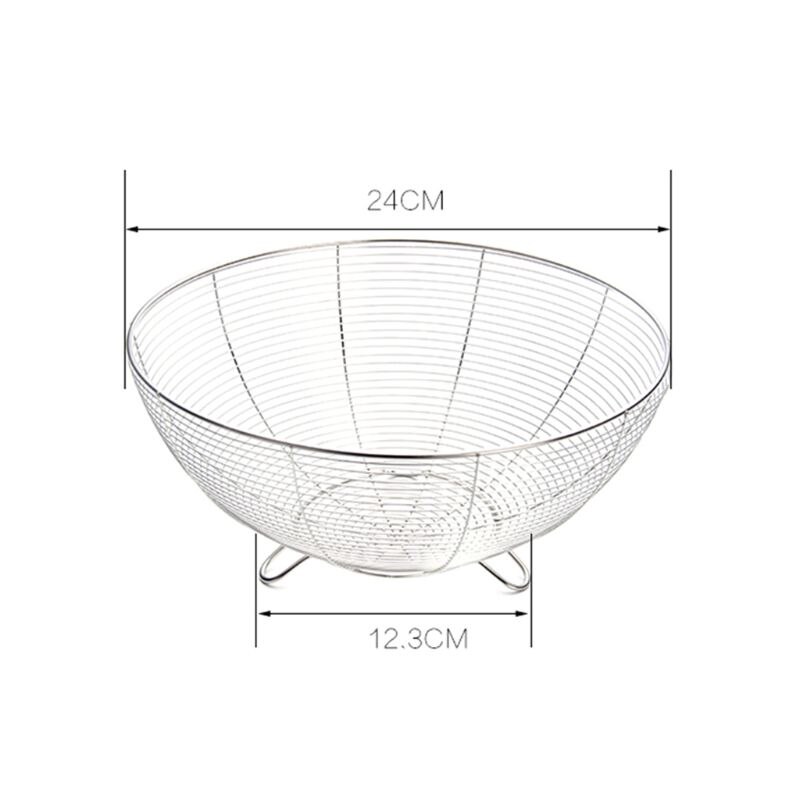 Fruit Basket Container Bowl Stainless Steel Wire Kitchen Drain Rack Vegetable: 24cm