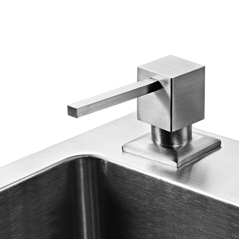 Square deck mounted soap dispenser kitchen sink suitable stainless stell material surface brushed Liquid detergent holder