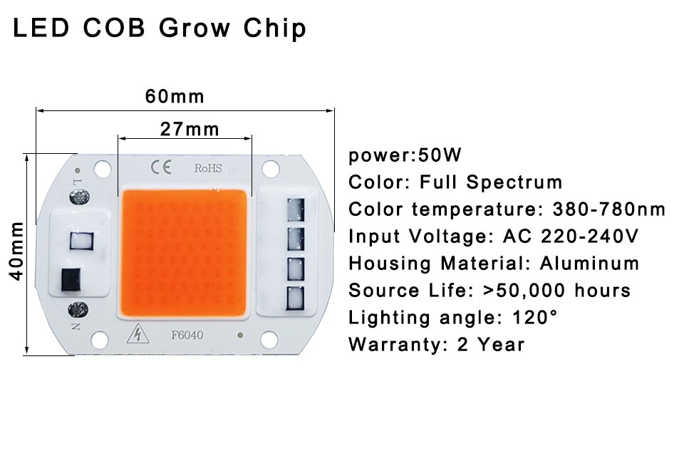 Seedling Grow Lamp Growth LED For Indoor Ccessories Flower Full Spectrum COB Smart 1PC Light Plant DIY Chip Phyto Lamp