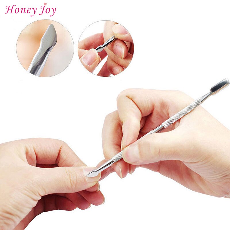 2 Way Spoon Pusher Stainless Steel Cuticle Remover Double Sided Finger Dead Skin Push Nail Art Tools Cuticle Manicure Pedicure