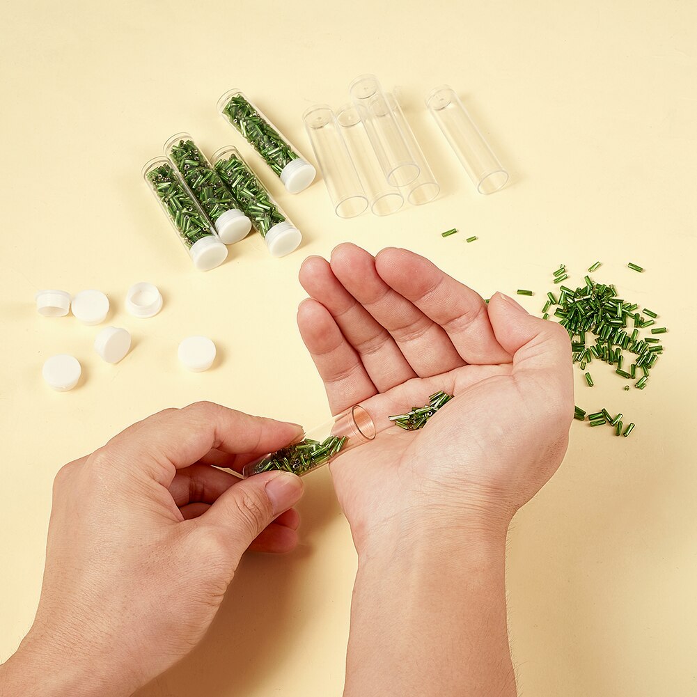100 Pcs Clear Tube Plastic Kralen Containers Opbergdoos Case Voor Sieraden Clear Lege Flessen Met Deksel 55x15mm