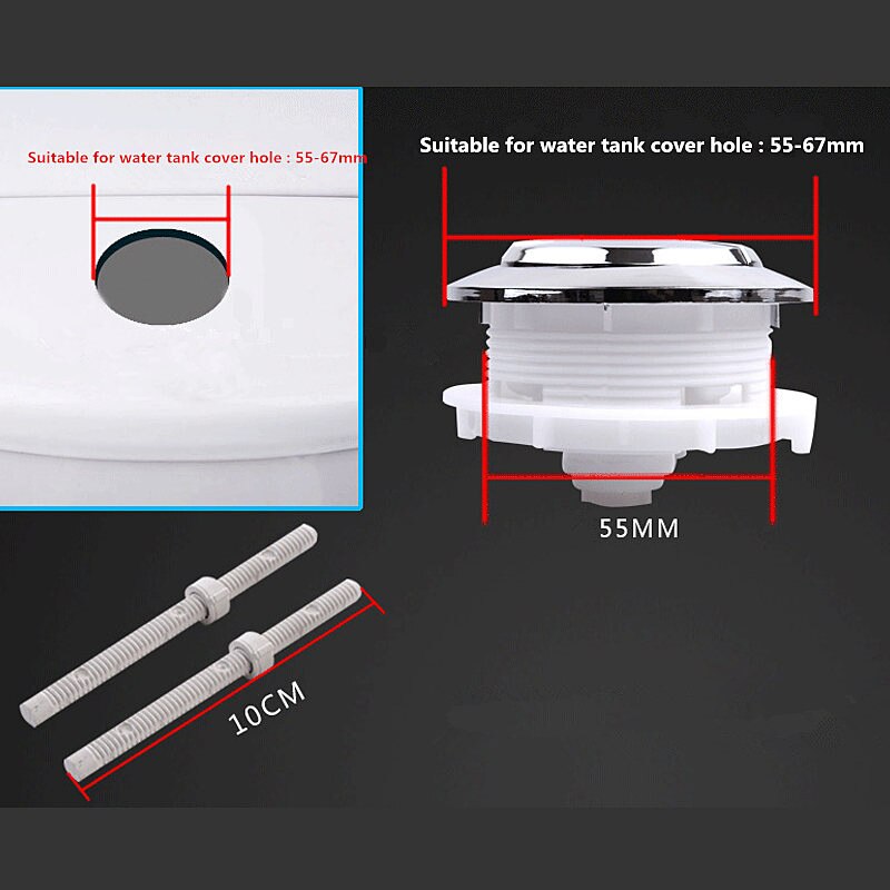 5PCS Round Toilet Flush Dual Push Button Top Diameter 7cm Plating Toilet Double Button ABS Toilet Water Tank Cover Push Button