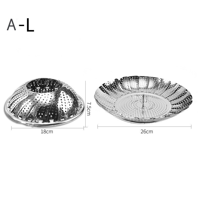 Foldeskål damp rustfrit stål mad damper kurv mesh vegetabilsk komfur damper udvideligt køkkenredskab til madlavning af damp: A -l