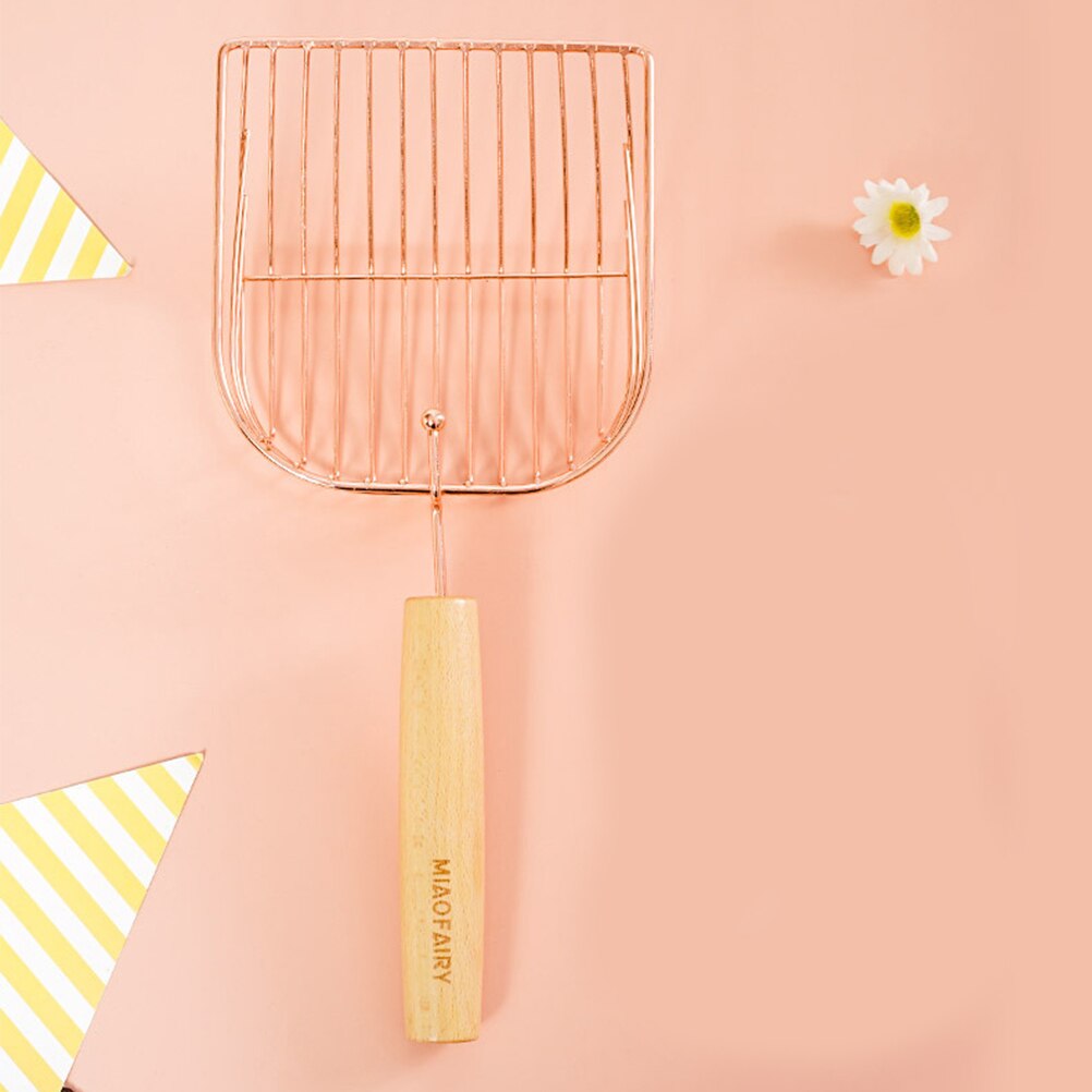 Pet Cat Litter Scoop Stainless Steel Litter Scoop Wood Handle Scoop Cat Poop Shovel