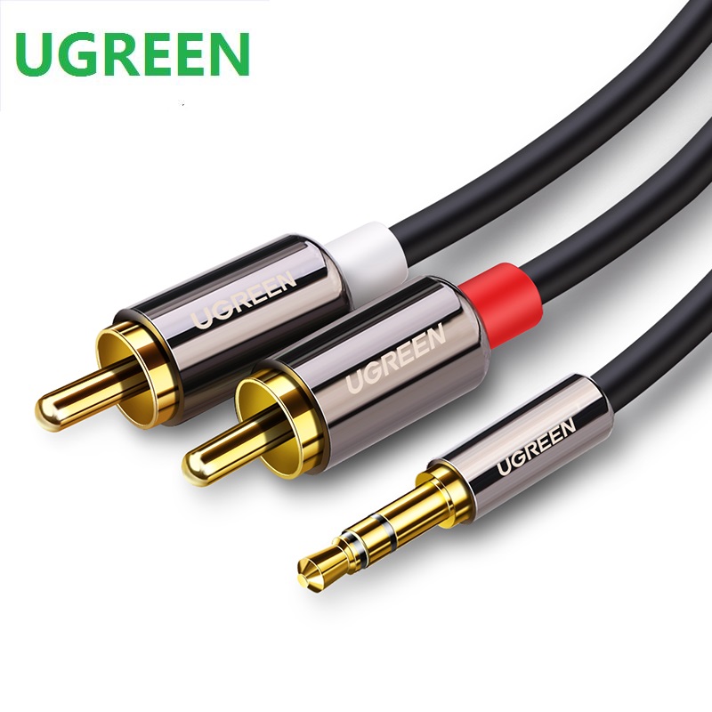 Ugreen rca-äänikaapeli 2 uros 3.5mm jakki - aux-linja punottu jakaja kotiteatteriin