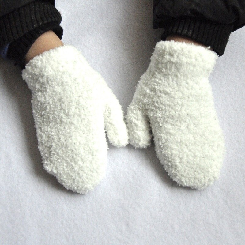 1-4years Kinder Winter Warme Gestrickte Handschuhe Baby Mädchen Baby Jungen Samt Dicke Handschuhe KF197: white(1-4years)