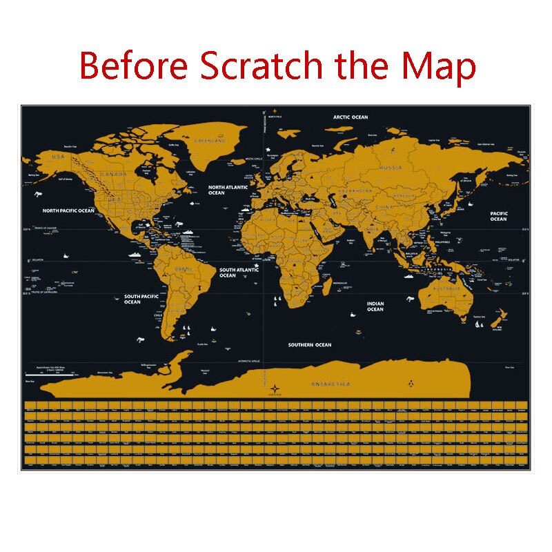 Vintage World Travel Map Scratch Off World Map Travel Scratch For Map 42x30cm Room Home Office Decoration Wall Stickers Mini