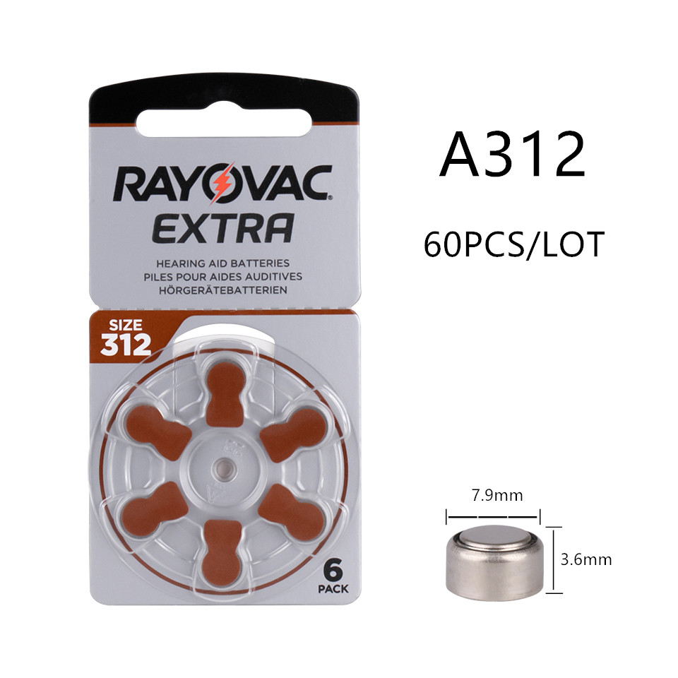 60 Pcs Rayovac Extra Zink Air Gehoorapparaat Batterijen 312A A312 ZA312 312 PR41 S312 PR41 Gehoorapparaat Batterij