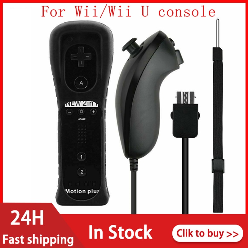 2 In 1 Voor Wii /Wii U Draadloze Bluetooth Remote Nunchuck Controller Sync Joystick Nunchuck Voor Nin Neiging gamepad Voor Wii
