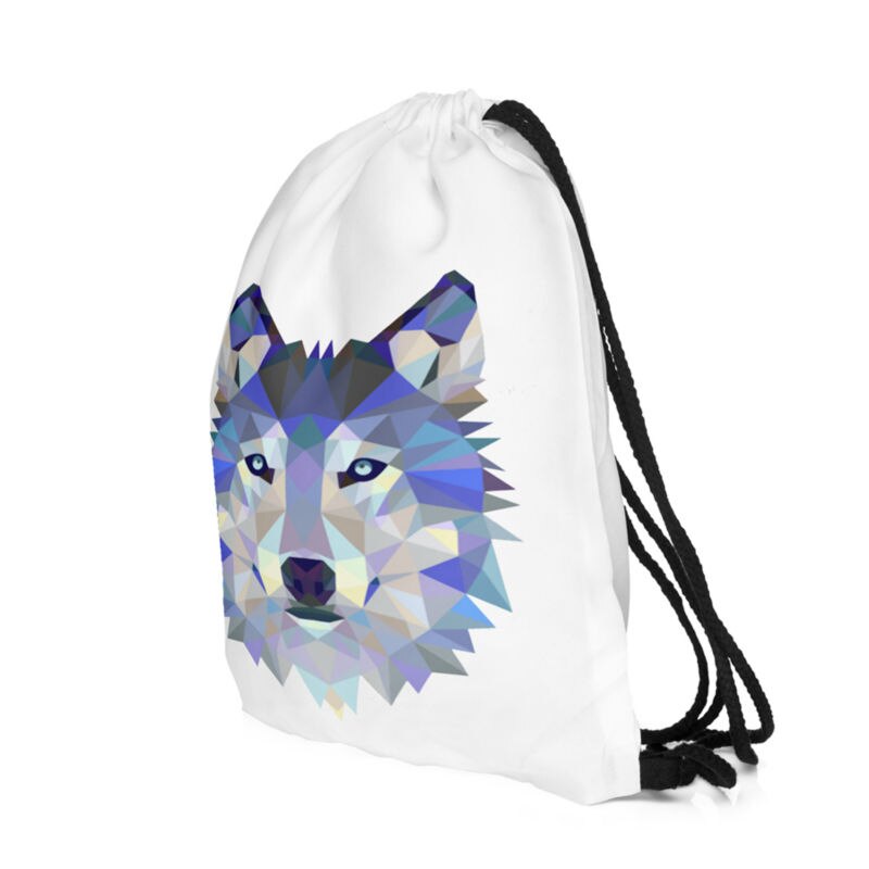 Polygon wolf, estampado 3D, para mujer, Bolsa de femenina, Bolsa con cordón, Mochila de viaje, mochilas para hombre