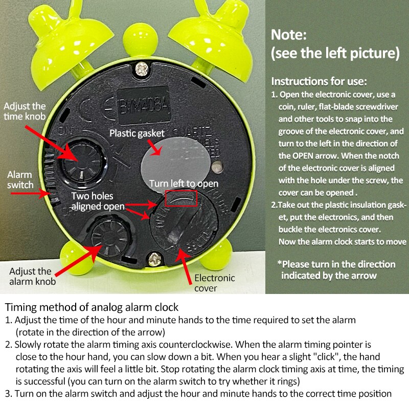 Mini Alarm Clock Electronic Round Number Double Bell Desk Table Digital Quartz Clock Home Decoration Retro Portable