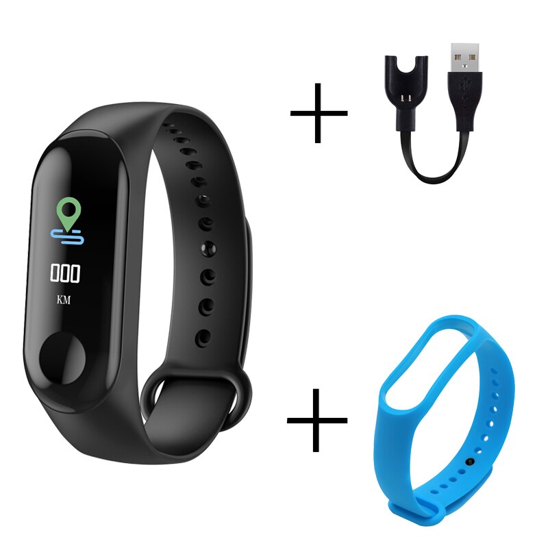 Smart Armband Kleurenscherm Hartslag Running Fitness Armband Bluetooth Horloge Activiteit Tracker Mannen Vrouwen Sport Smart Horloges: B sky blue