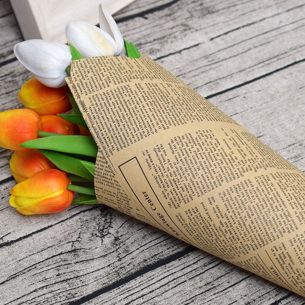 1pc indpakningspapir rulle vintage avis dobbeltsidet wrap indretningskunst gør-det-selv blomsterindpakningsfold til julefest