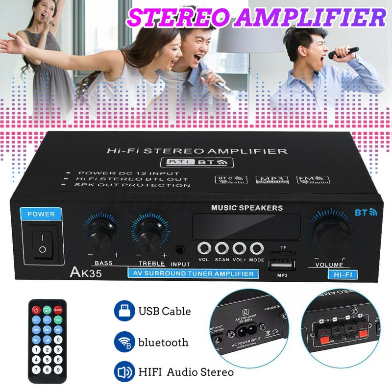 110V/220V 400W + 400W Mini 2,0 Kanal Digital Verstärker Bluetooth 5,0 Empfänger USB Musik Spieler Stereo Heimat/Auto/Marine Audio- Ampere