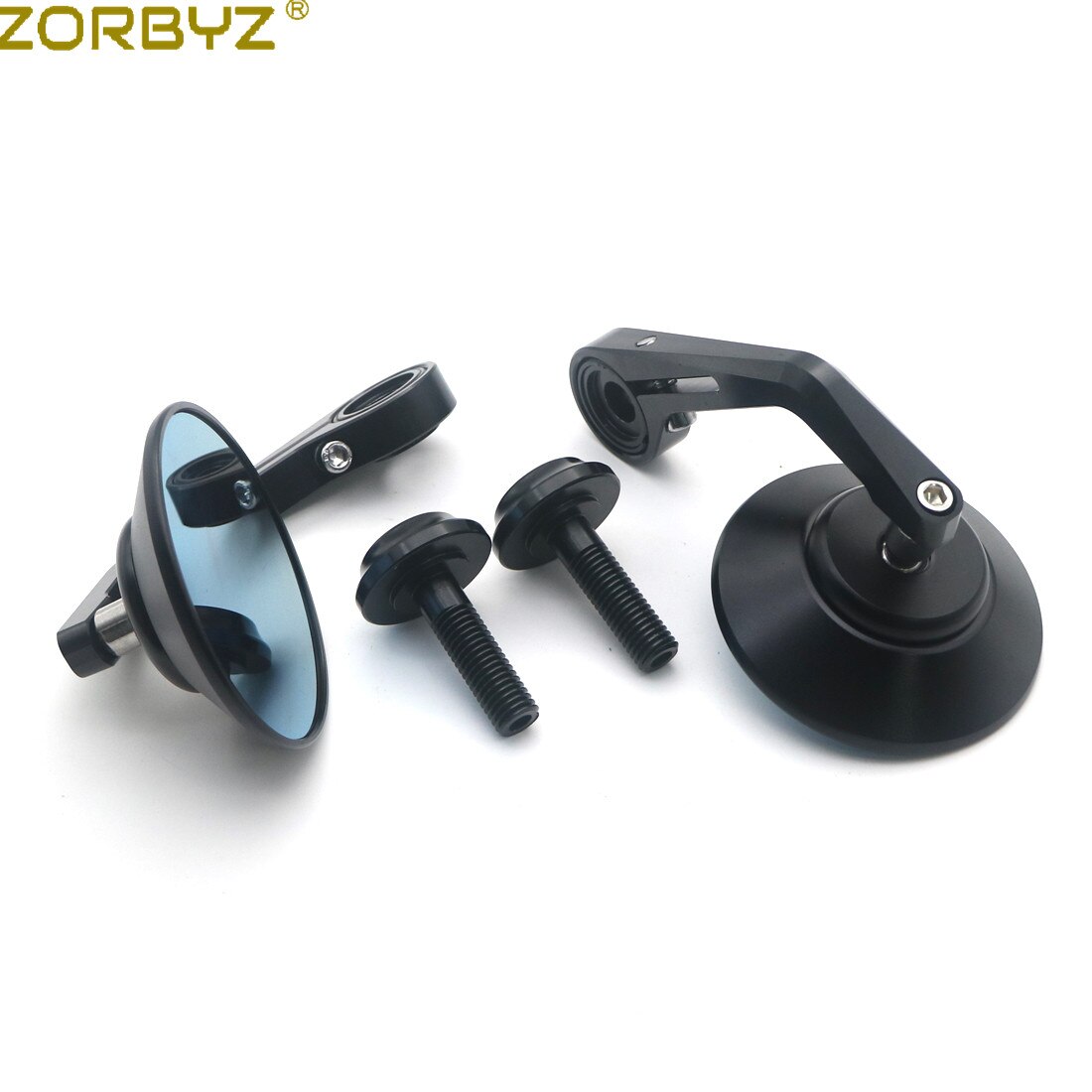 ZORBYZ Motorcycle Black CNC Aluminium Round Handlebar end Side Mirror 12mm Bolt-on For BMW R nineT Scrambler Urban HP4 S1000R