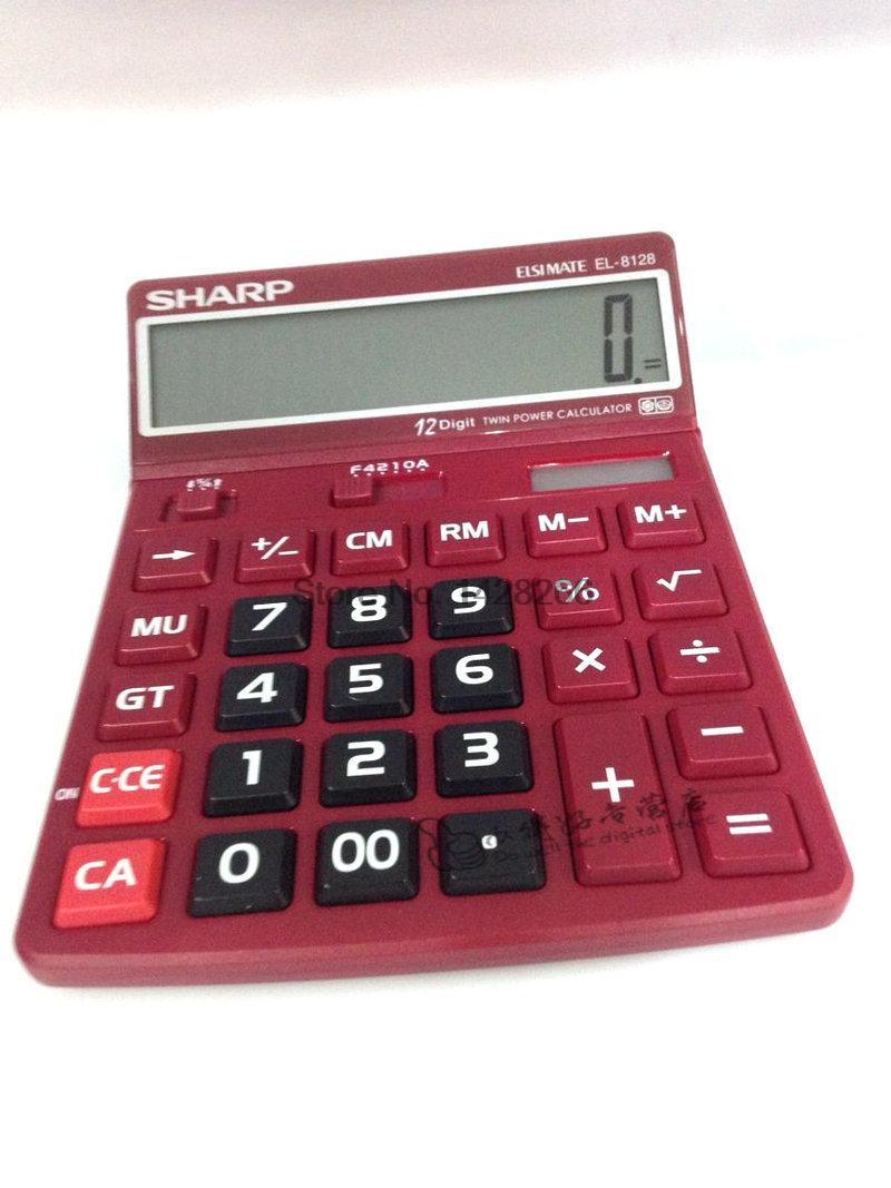 Sharp EL-8128 Financial Office Computer Large Screen Large Keyboard Adjustable Display Calculator: Red