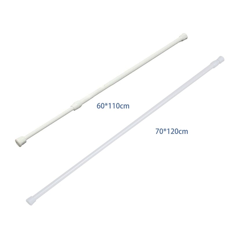 2 Pcs Spring Loaded Extendable Telescopic Net Voile Tension Curtain Rail Pole Rod Rods White , 60-110cm & 70-120cm