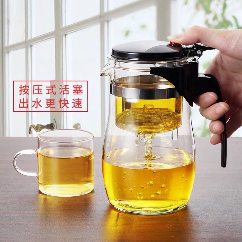 Théière en verre résistant à la chaleur, tasses de thé, infuseur à service Kung Fu chinoise, bouilloire café, ensembles de bureau pratiques