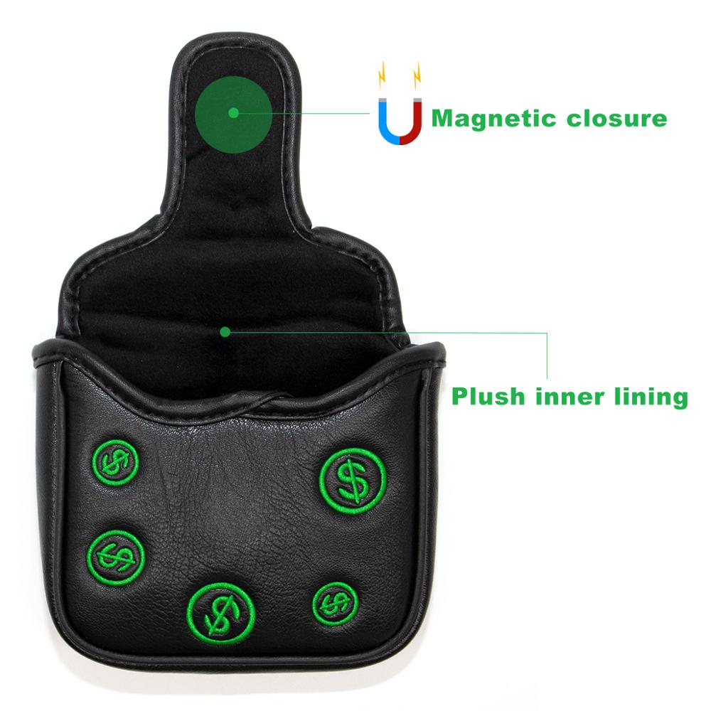 Golf Putter Cover,Golf Club Head Covers for Putter (Square) PU Leather Mallet Putter Headcover with Magnetic Dollar Series