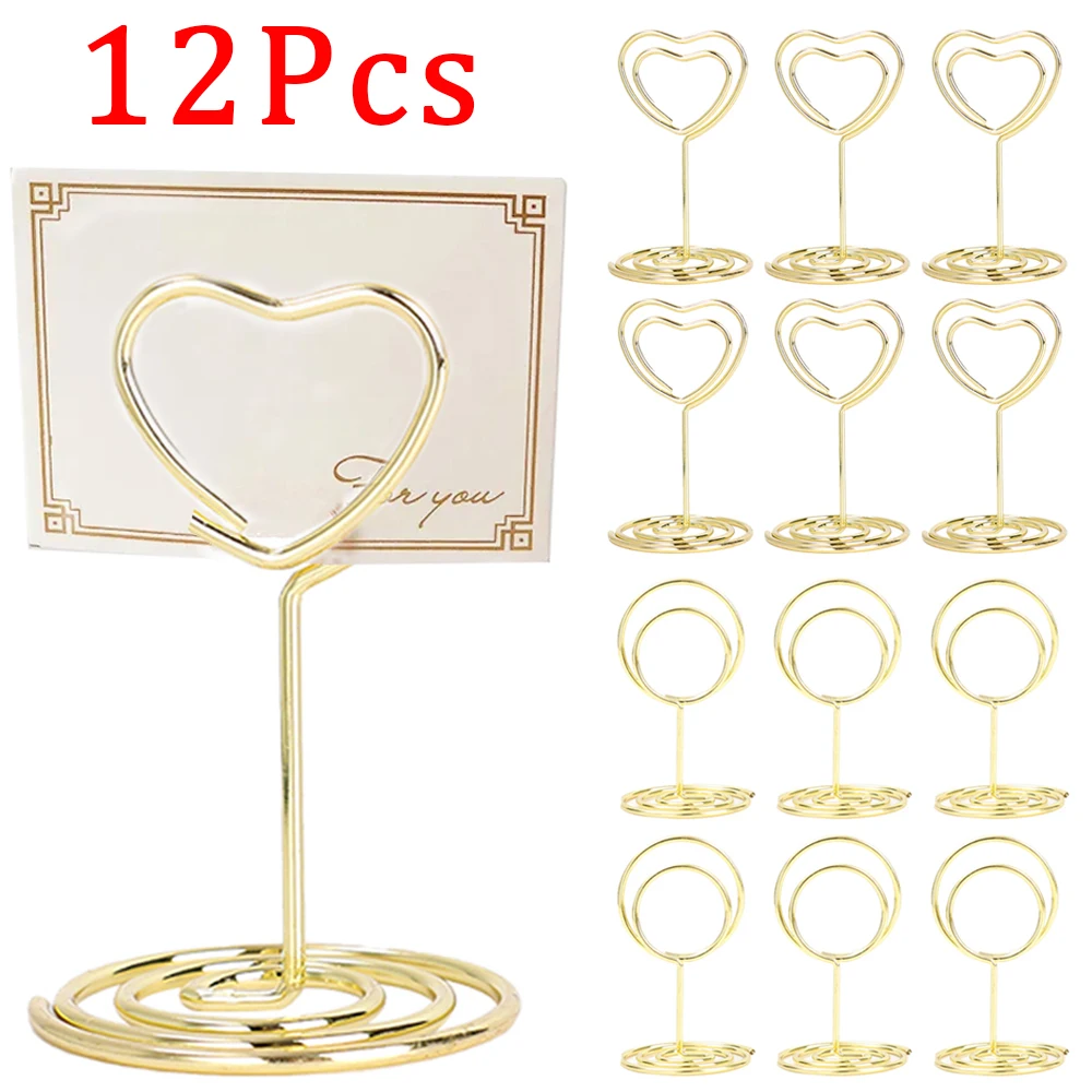 12/1Pcs Metall Tisch Kartenhalter Runde Herz Form Foto Clip Hochzeit Tisch Tisch Karte Steht Geburtstag Party Dekoration liefert