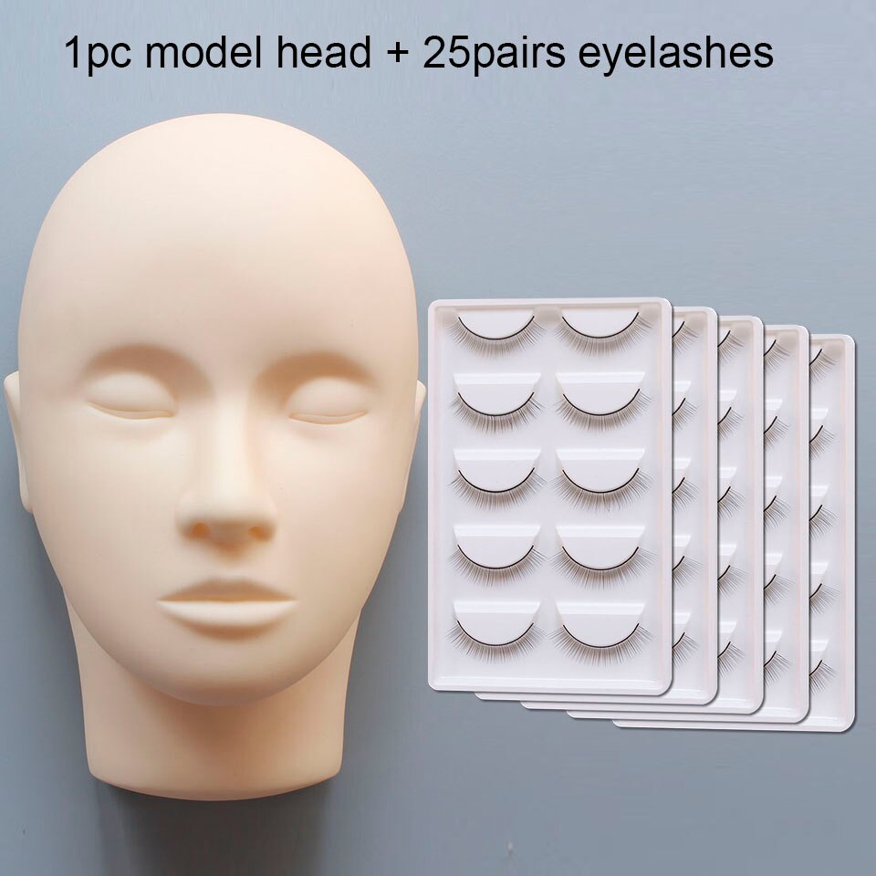Pro Training Mannequin Platte Kop Praktijk Make Up Wimpers Wimper Extensions, Opleiding Hoofd Oefenpop Kosmetiek Pop Hoofd: 1head and 5boxes