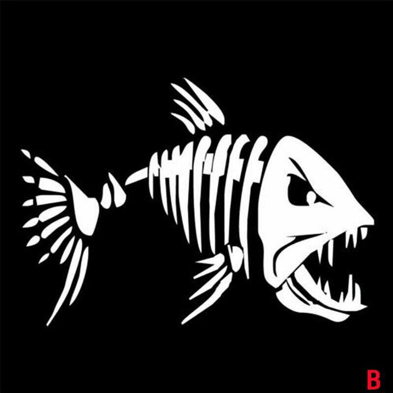 1Pc Skelet Vis Boten Stickers Huisdier Reflecterende Graphics Venster Vissen Dinghy Boot Accessoires Auto Voor Kayak Kano Sticker S5T4: WHITE