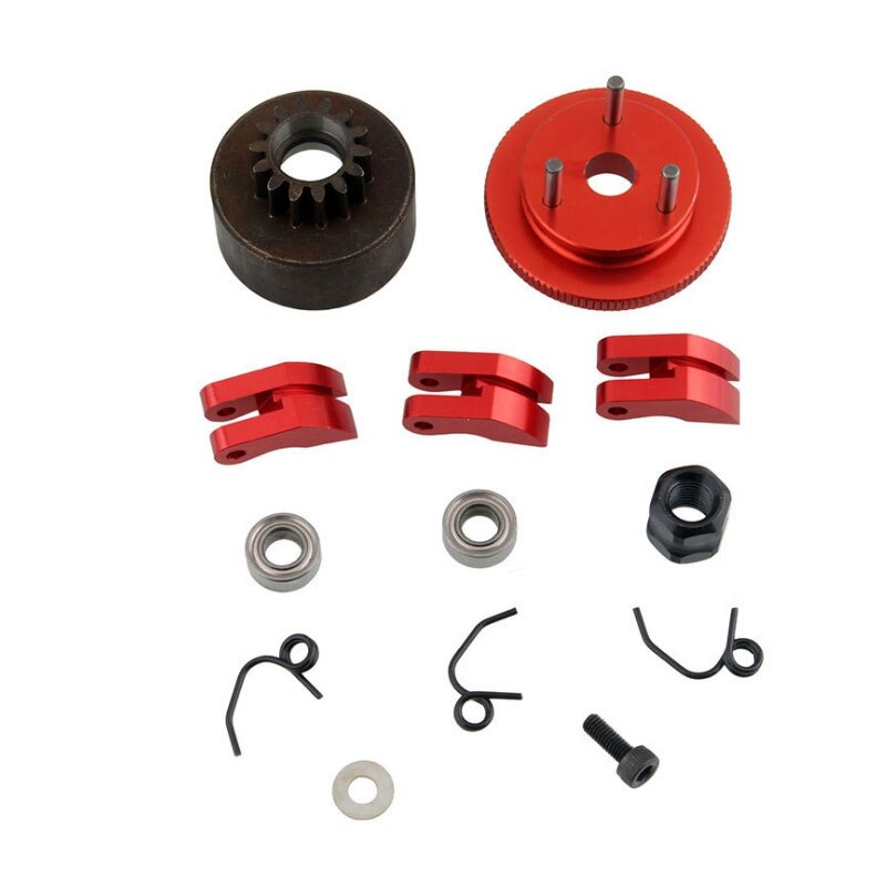 Rc clutch bell 14t gear leje clutch sko fjedre kegle & motor møtrik svinghjul forsamling til 1/8 rc model nitro bil hpi hsp traxxa