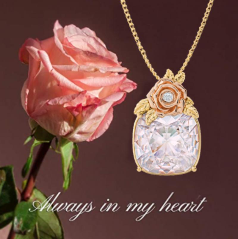 Squisita collana Birthstone per donna collana in cristallo Pin Crystal Rose Square pendente collana anniversario compleanno Gif