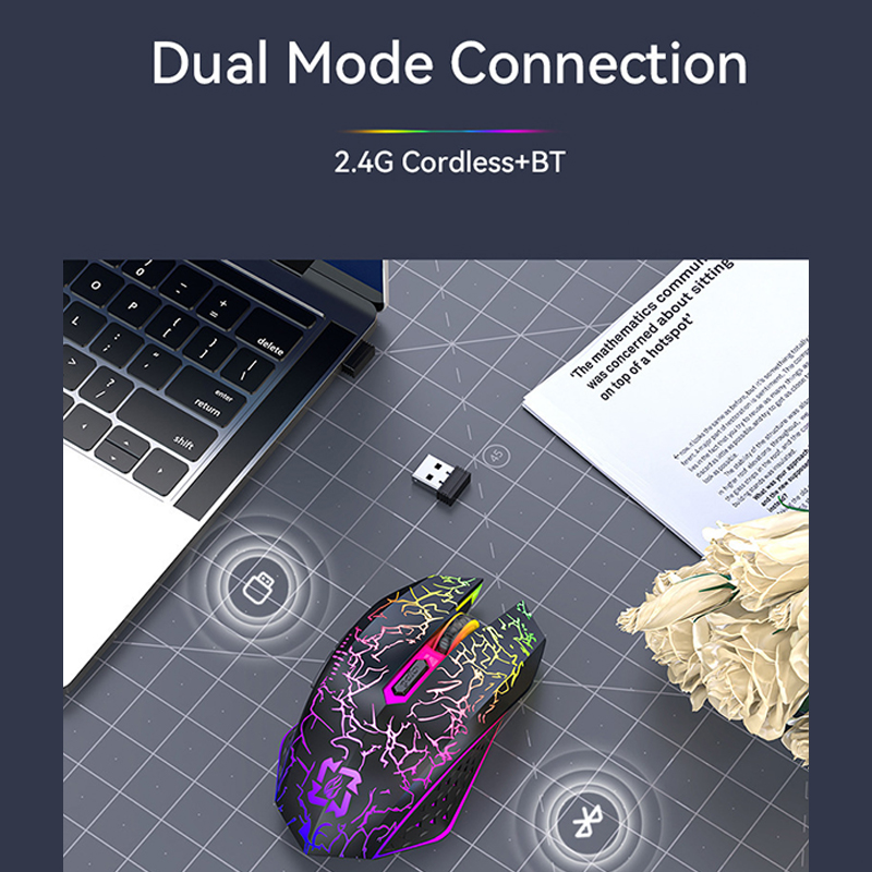 Souris de jeu sans fil Rechargeable 2.4GHz USB souris Bluetooth souris ergonomique silencieuse e-sports rétro-éclairage souris PC pour ordinateur