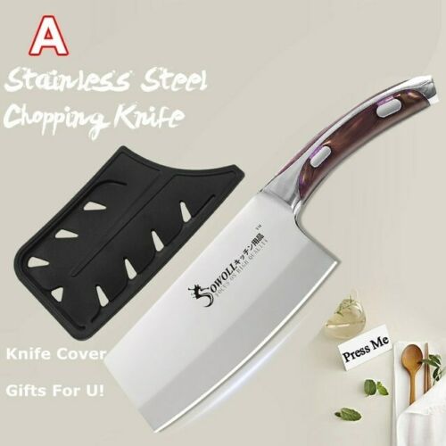 3Pcs/Set Chinese Chef Knife Set Stainless Steel Utility Kitchen Knife Meat Fish Vegetables Slicing Sharp Kitchen Knives Set: A 7inch chef