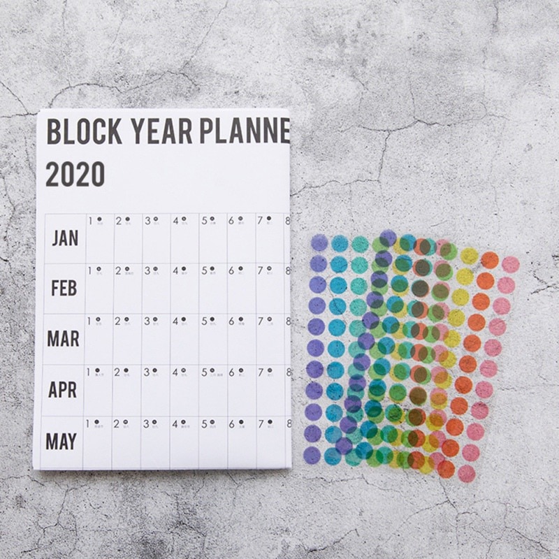 Jaar Planner Dagelijkse Plan Papier Muur Kalender Met 2 Vel Kleurrijke Mark Stickers Voor Office School Thuis