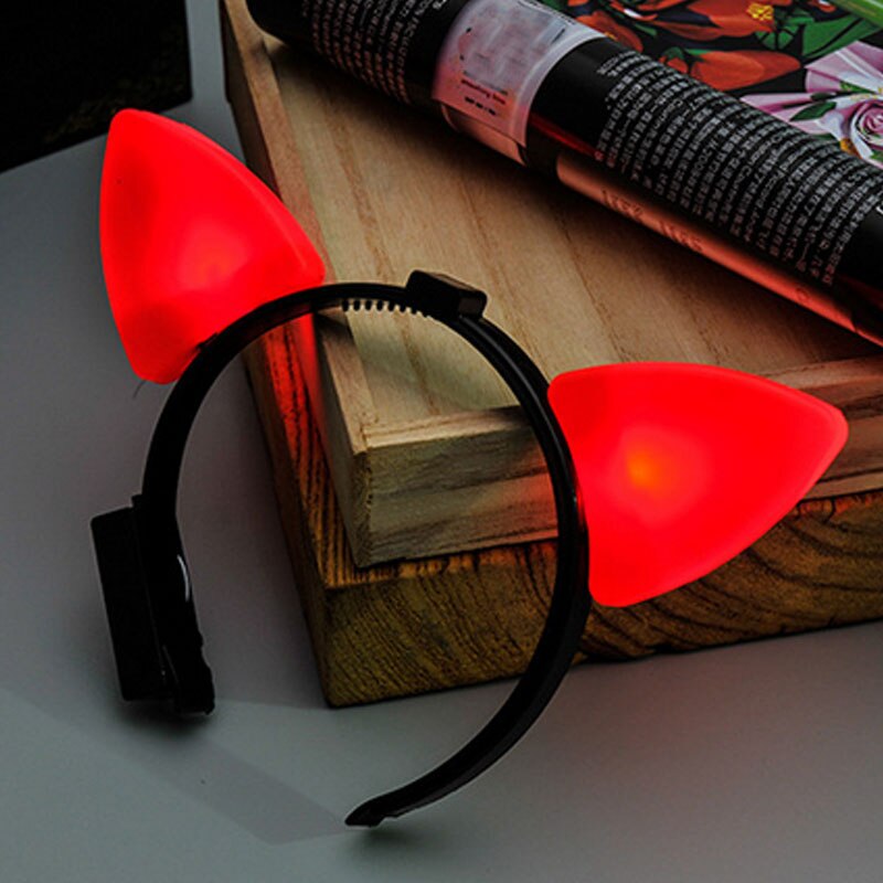 Women Girls LED Flashing Cat Animal Ear Headband Glowing Headwear Hairband Wedding Glow Wedding Party Supplies