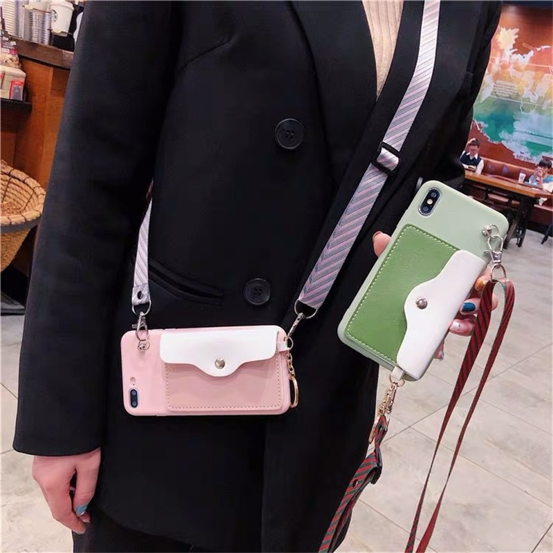 candy soft silicone case cover for Xiaomi redmi note 7 7pro 7a note 6 6a 6 5a 5 note 5 5plus card holder wallet strap Lanyard