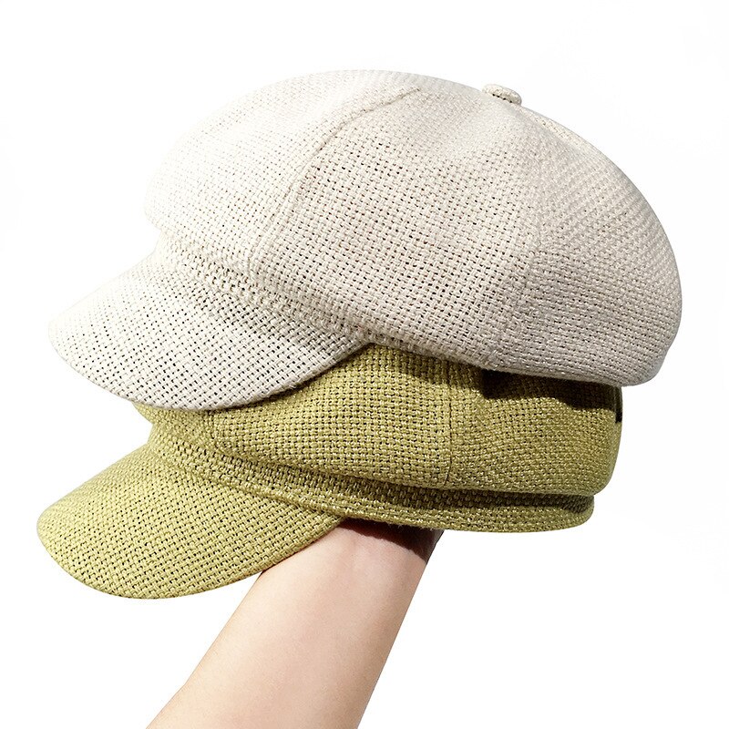 octagonal hat female beret autumn thin knit hat British retro Korean wild sunshade cap for women
